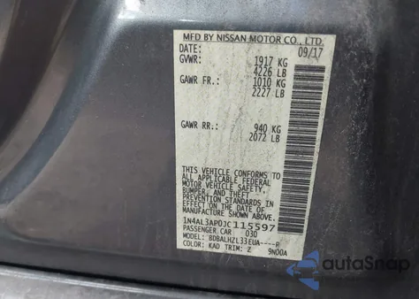 2018 Nissan Altima 2.5 Sr z USA, uszkodzony, nr VIN 1N4AL3AP0JC115597